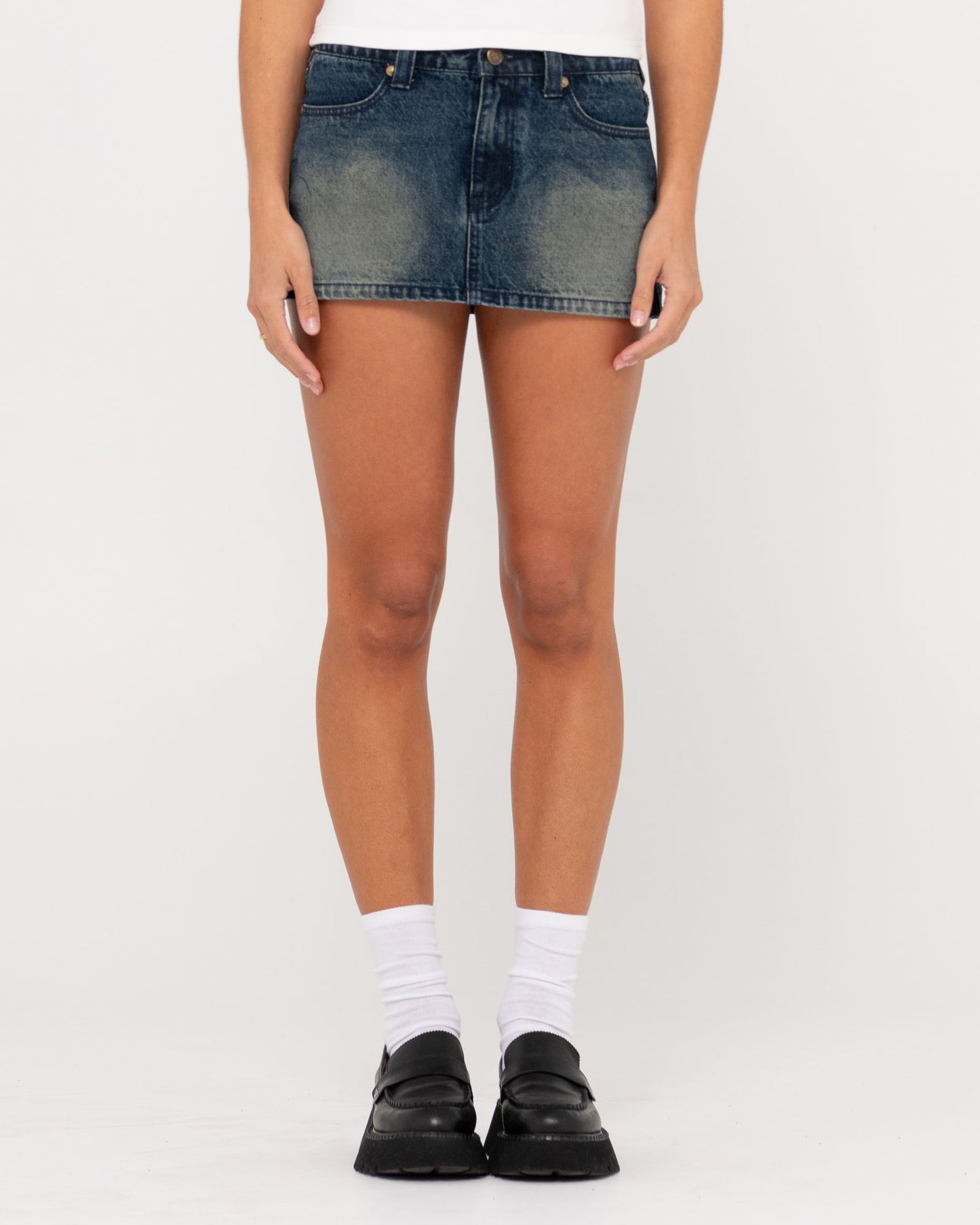 Rusty Norty Low Rise Denim Micro Mini Skirt