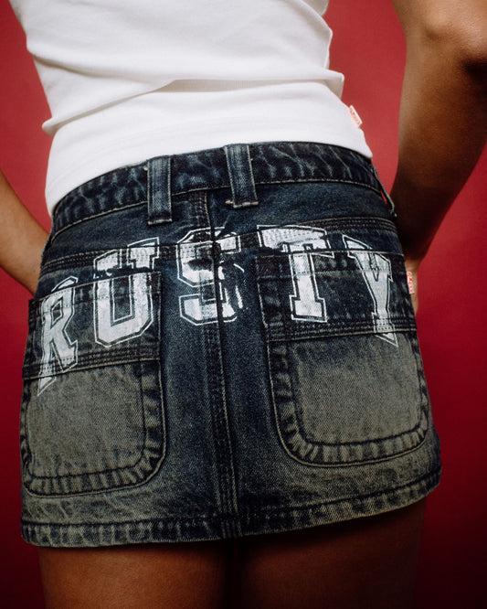 Rusty Norty Low Rise Denim Micro Mini Skirt