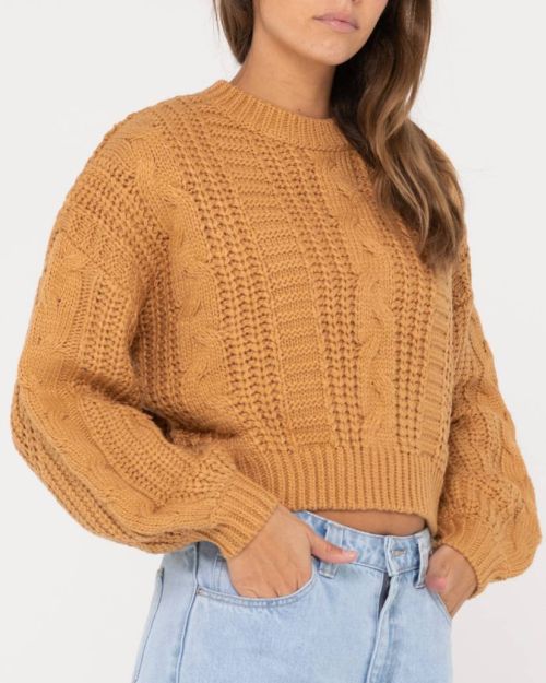 Rusty Folktale Crop Chunky Knit The Vault Jean Company