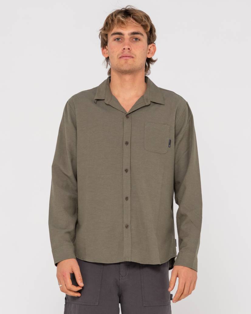 Rusty Overtone Long Sleeve Linen Shirt