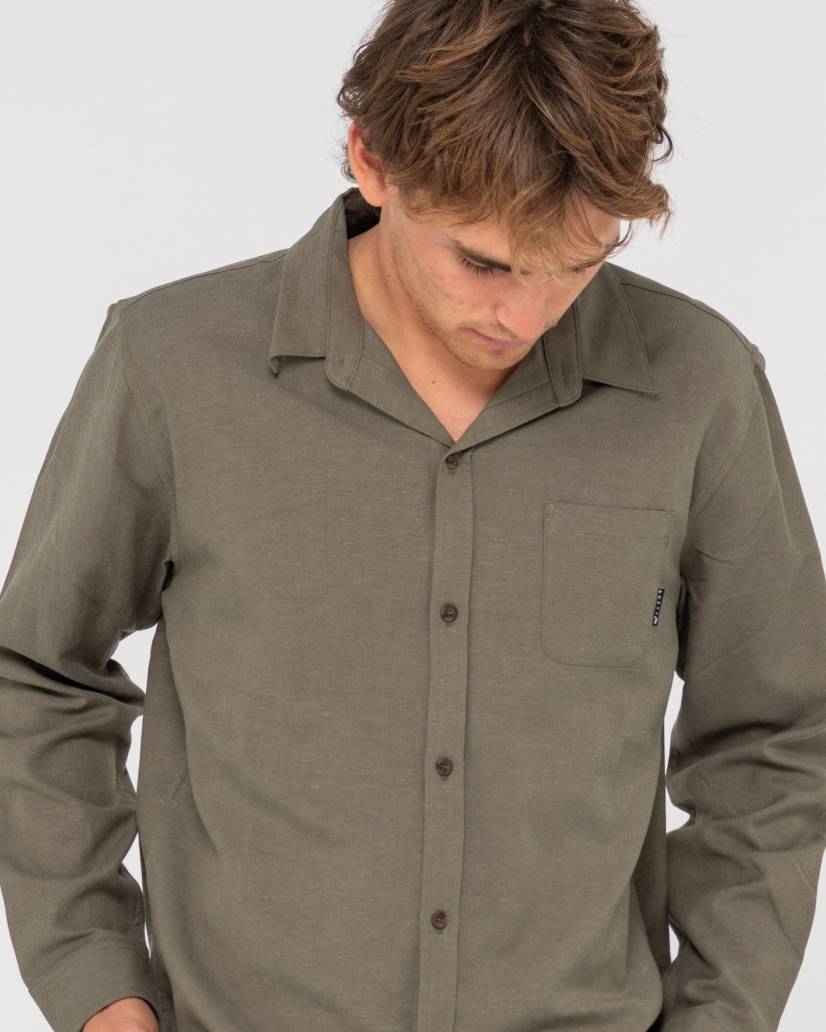 Rusty Overtone Long Sleeve Linen Shirt